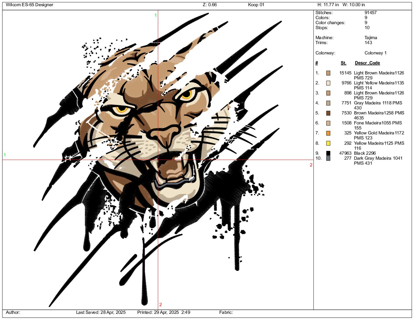 Angry Cougar Embroidery Design – Fierce Cougar Digitized File | Large Jacket Back Embroidery Pattern | Instant Download - Image 3
